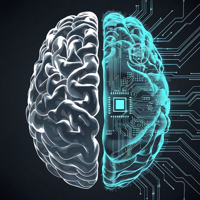 A human and digital brain representing the definition stage